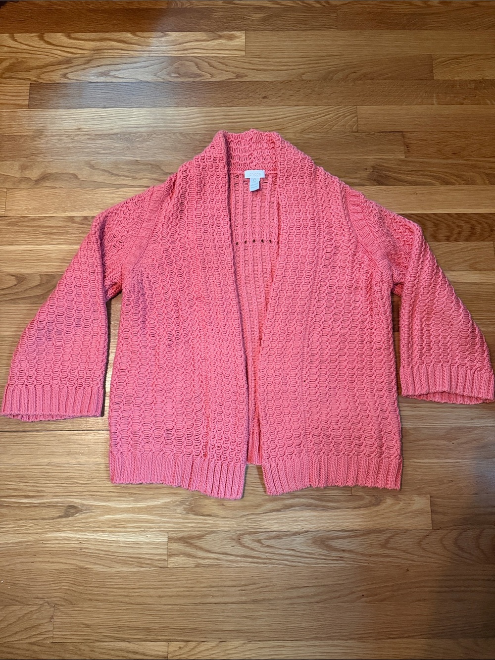 Chico's Coral Open-Front textured Knit Cardigan, chicos size 0, American size 4